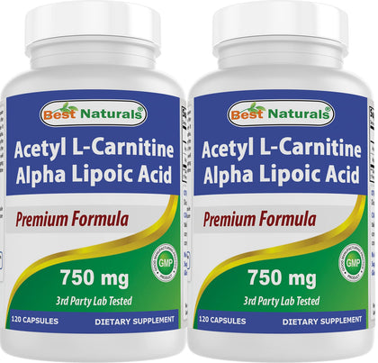 Bouteille de Best Naturals Acétyl L-Carnitine 750 mg vue de face