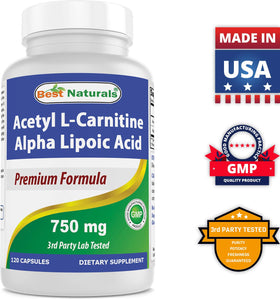 Bouteille de Best Naturals Acétyl L-Carnitine sur une table en bois