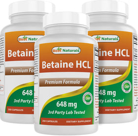Bouteille de Best Naturals Betaïne HCL 648 mg, vue avant