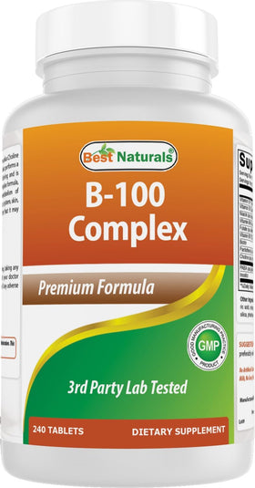 Bouteille de Best Naturals Complexe de Vitamines B 240 comprimés vue de face
