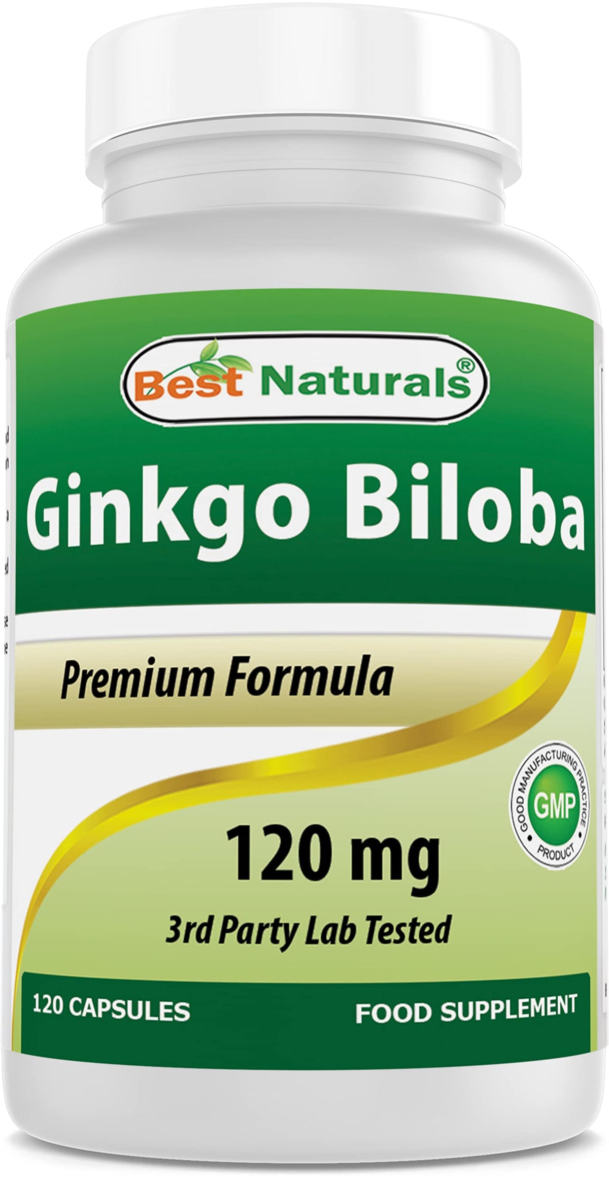 Bouteille de Best Naturals Ginkgo Biloba 120 mg 120 capsules vue de face