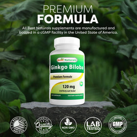 Bouteille de Best Naturals Ginkgo Biloba sur une table