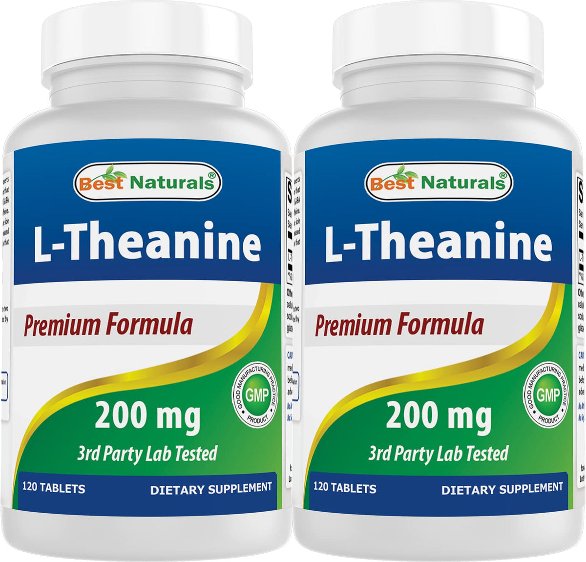 Bouteille de Best Naturals L-Theanine 200mg avec 120 comprimés végétariens