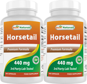 Bouteille de Best Naturals Queue de Cheval 440 mg 180 capsules vue de face