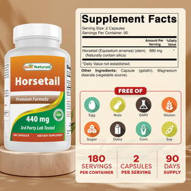Bouteille de Best Naturals Queue de Cheval 440 mg avec étiquette