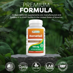 Bouteille de Best Naturals Queue de Cheval sur une surface en bois