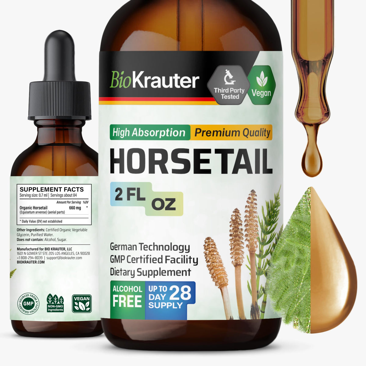 Bouteille de BIO KRAUTER Extrait de Prêle 2 Fl.Oz vue avant