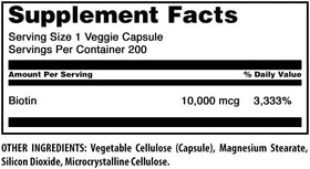 Bouteille de Biotine 10 000 Mcg Amazing Nutrition ouverte avec gélules à l'extérieur