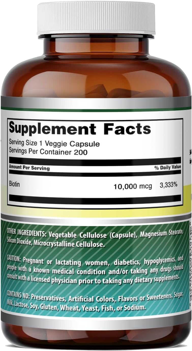 Bouteille de biotine Amazing Nutrition sur une table en bois