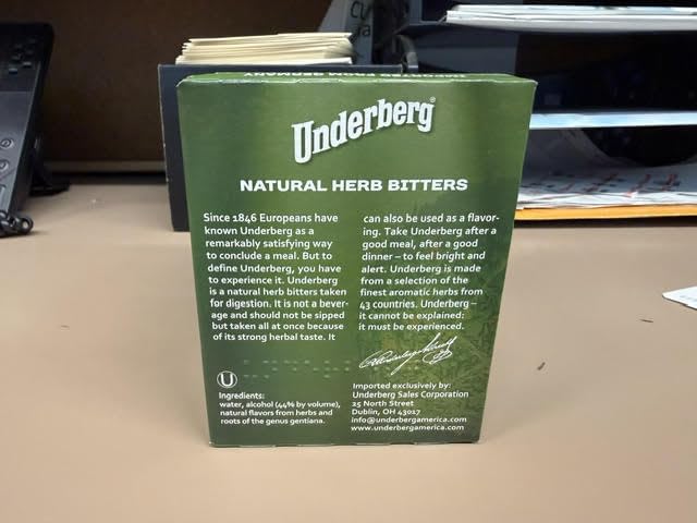 Bouteille de bitters naturels Underberg 2 oz, avec emballage