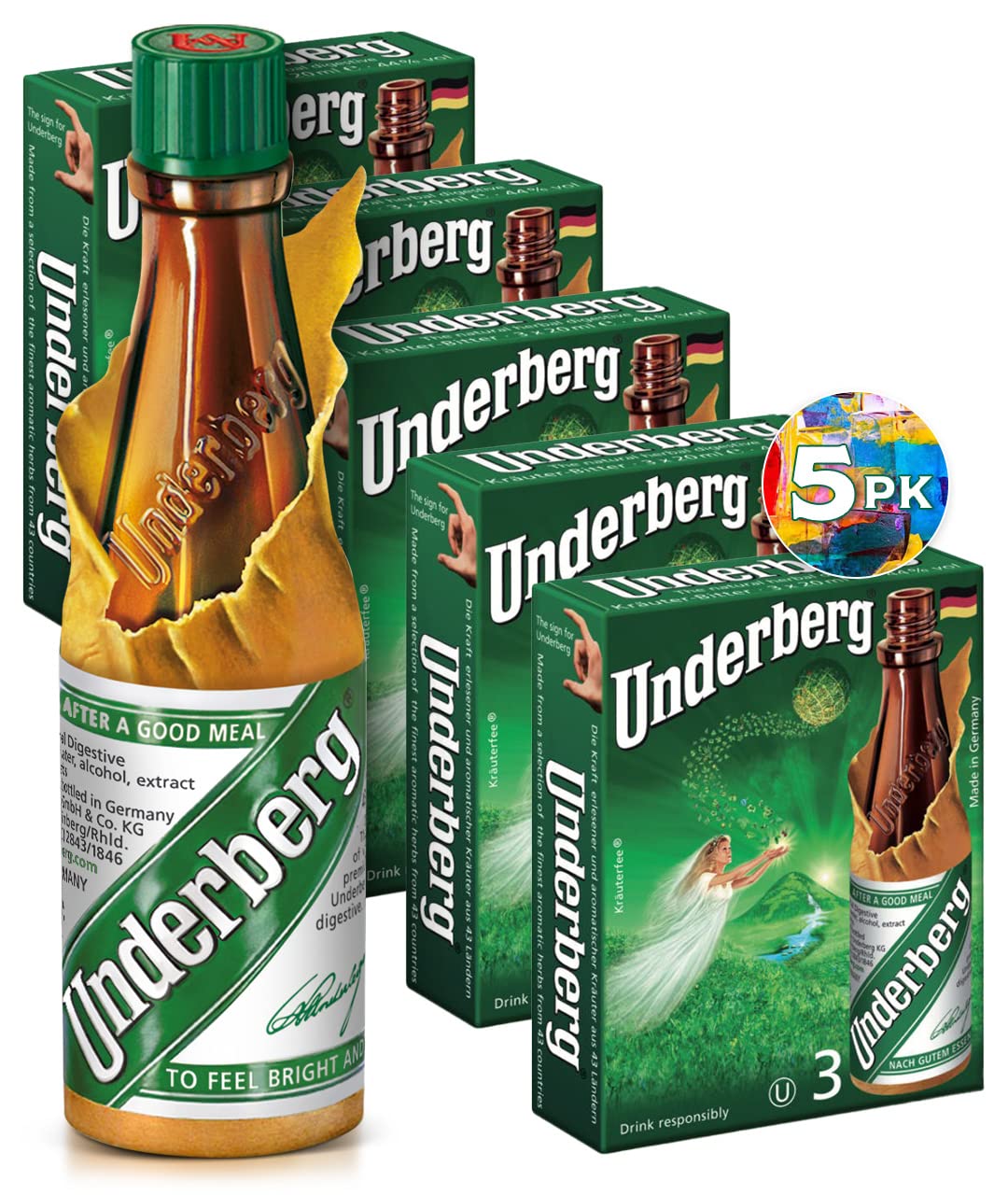 Bouteille de bitters naturels Underberg 2 oz, vue de face