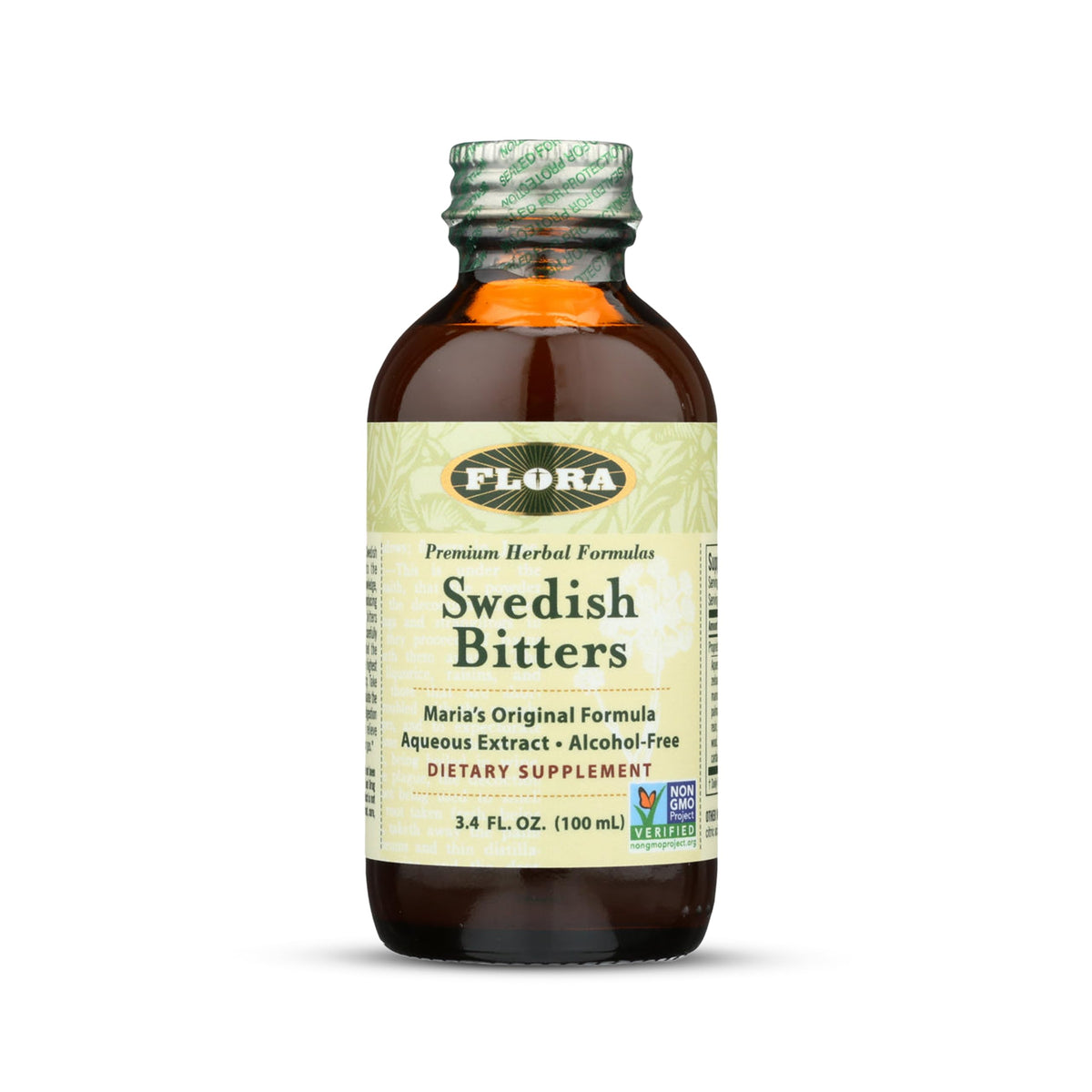 Bouteille de Bitters Suédois Flora 100 ml avec étiquette