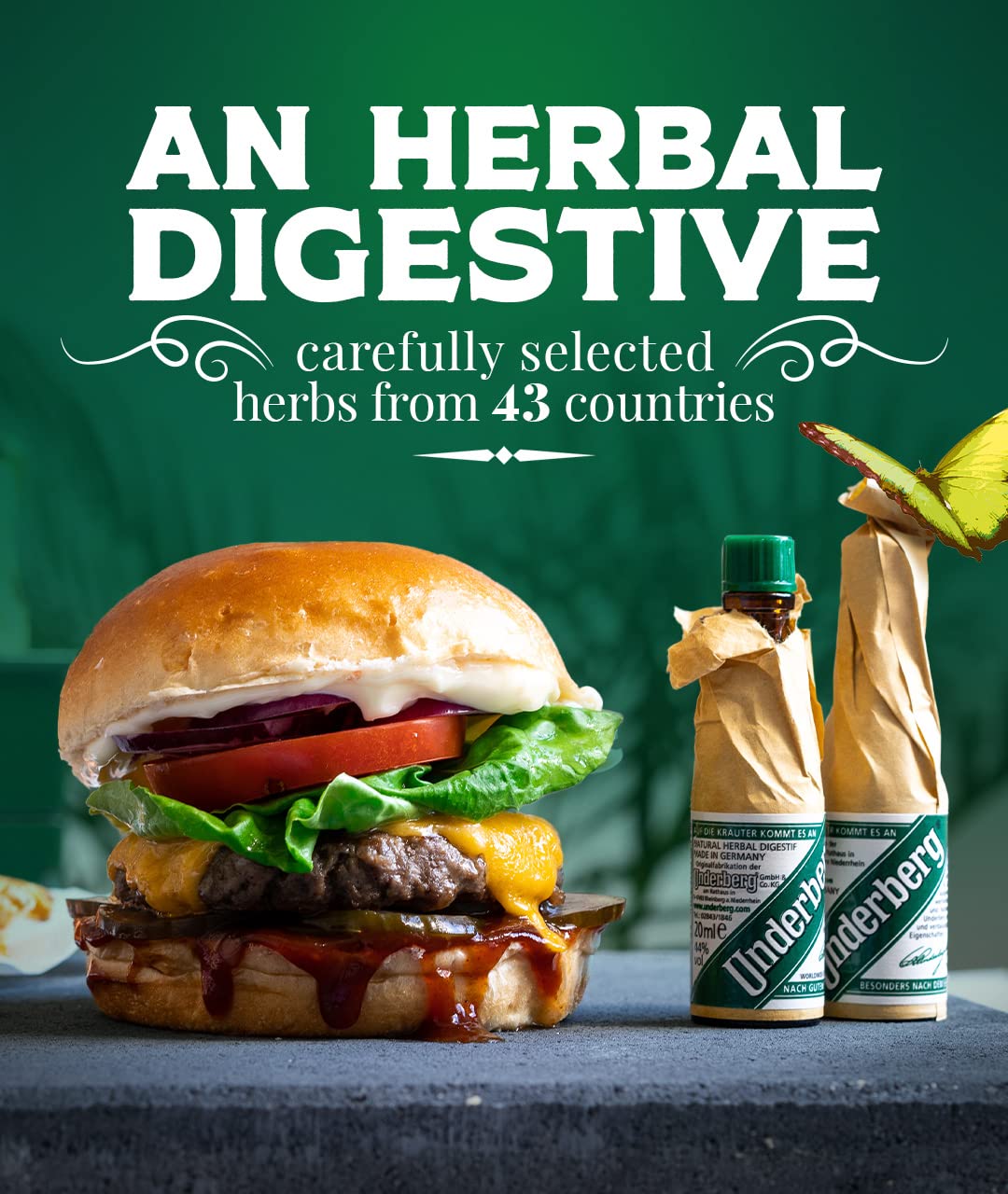 Bouteille de bitters Underberg en situation de consommation