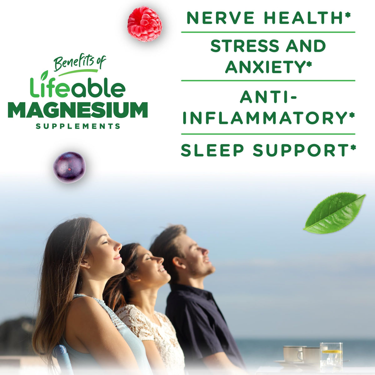 Bouteille de bonbons de magnésium Lifeable, 90 gummies