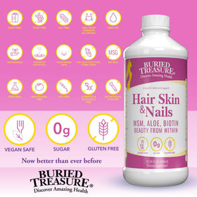 Bouteille de Buried Treasure Cheveux, Peau et Ongles sur fond blanc