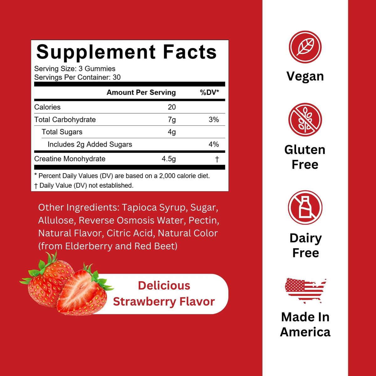 Bouteille de Burst Creatine Gummies 90 comprimés avec étiquette claire