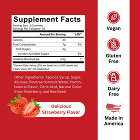 Bouteille de Burst Creatine Gummies 90 comprimés avec étiquette claire