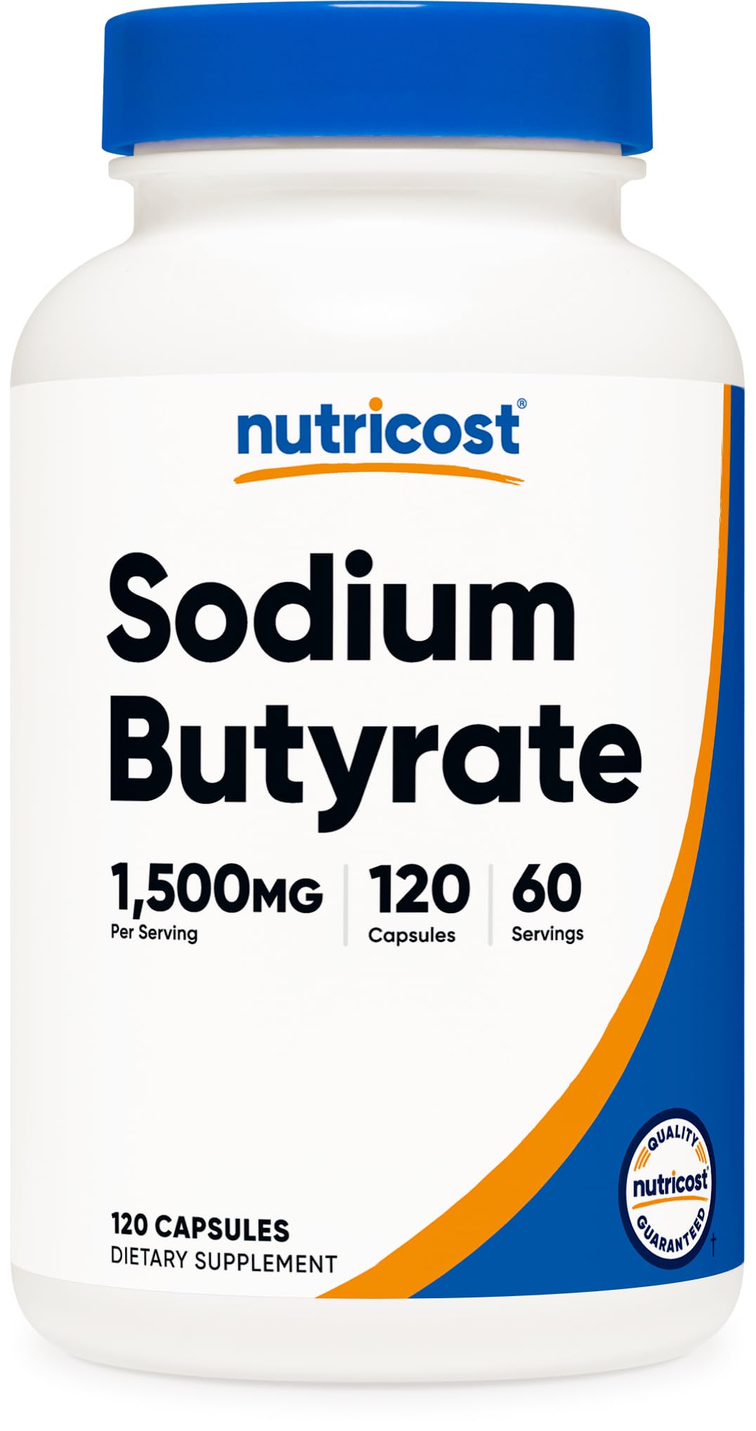 Bouteille de Butyrate de Sodium Nutricost 1 500 mg, 120 capsules
