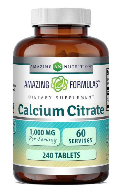 Bouteille de Calcium Citrate 1000 Mg Amazing Nutrition vue de face
