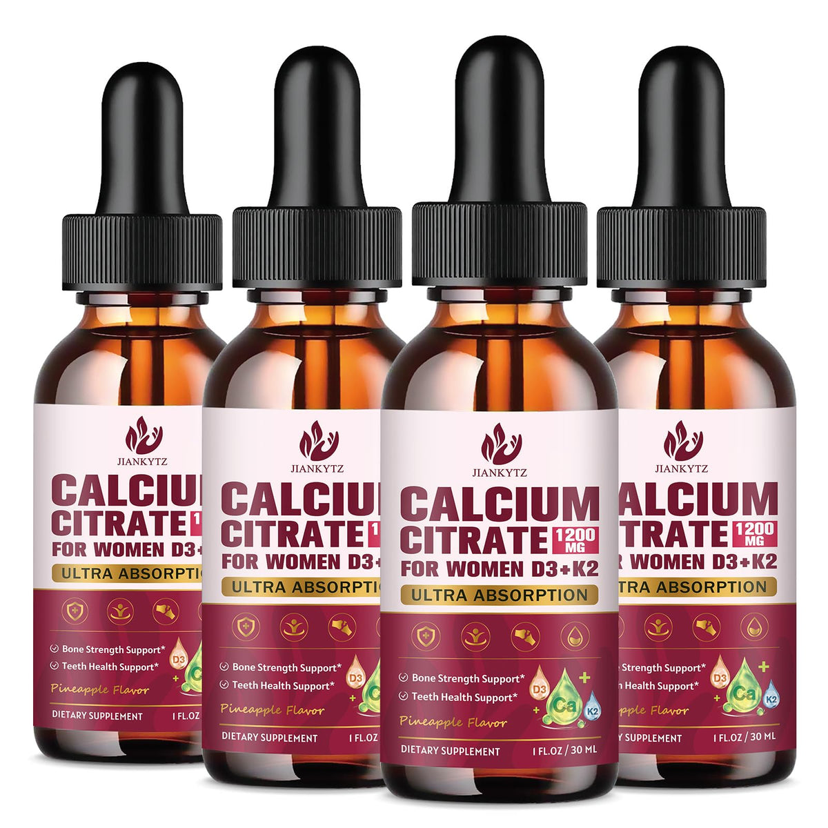 Bouteille de Calcium Citrate JIANKYTZ 1200mg vue de face