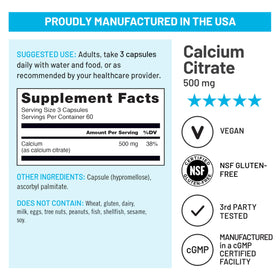 Bouteille de Calcium Citrate NatureWise ouverte avec capsules visibles