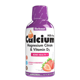 Bouteille de calcium liquide BlueBonnet fraise 16 fl oz vue avant