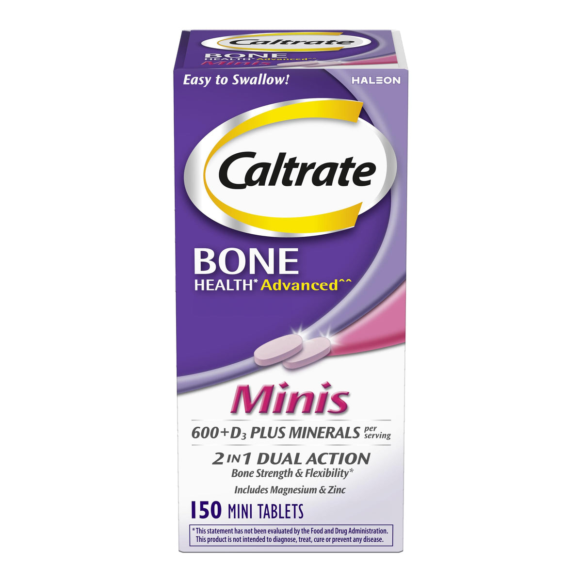 Bouteille de Caltrate Minis 600 Plus D3 contenant 150 comprimés