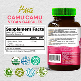 Bouteille de Camu Camu capsules 500mg, emballage