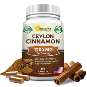 Bouteille de cannelle de Ceylan aSquared Nutrition 1200mg vue de face