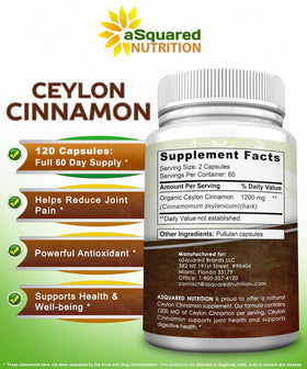 Bouteille de cannelle de Ceylan aSquared Nutrition avec des gélules sur une table