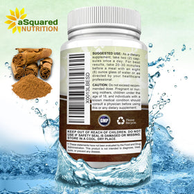 Bouteille de cannelle de Ceylan aSquared Nutrition avec vue d'ensemble