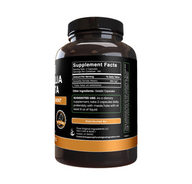 Bouteille de capsules Boswellia Serrata sur fond blanc