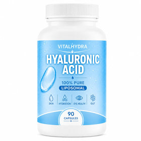 Bouteille de capsules d'acide hyaluronique Vitalhydra vue de face
