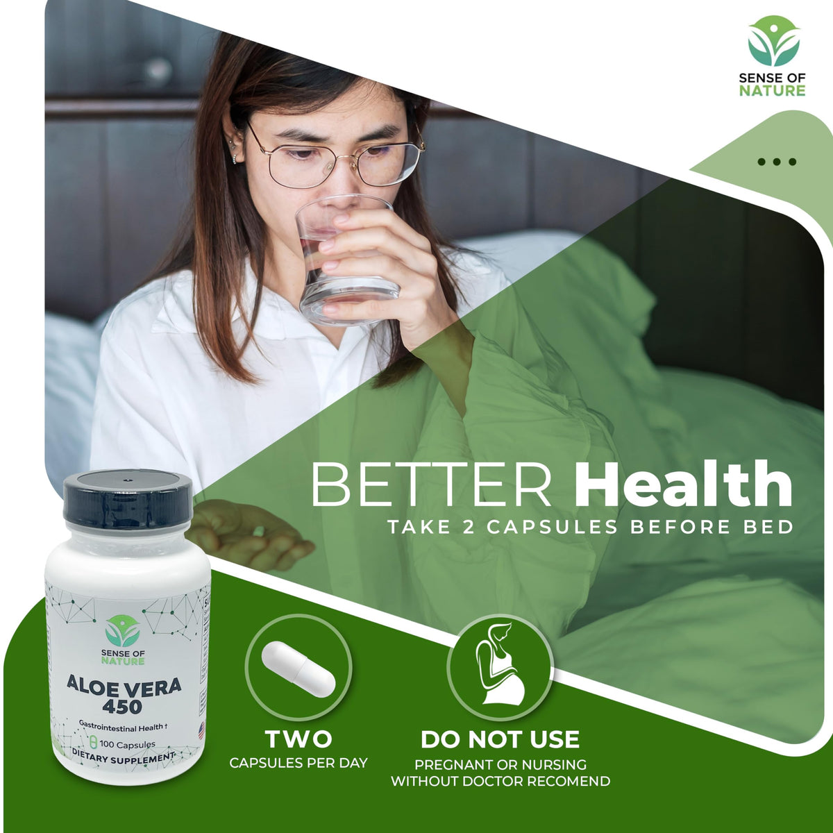 Bouteille de capsules d'Aloe Vera Bio avec étiquette