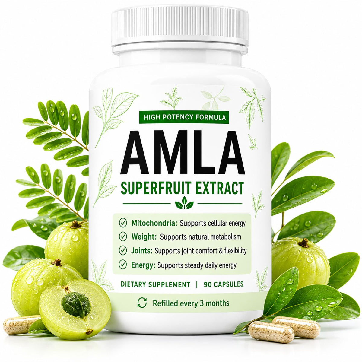 Bouteille de capsules d'Amla bio linnavarv 90 capsules végétales