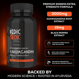 Bouteille de capsules d'Ashwagandha Bio 3000mg avec étiquette