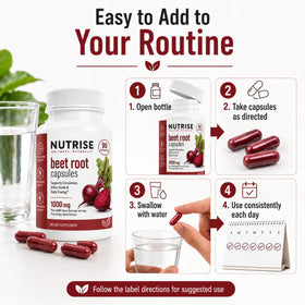 Bouteille de capsules de betterave Achuhe ouverte avec capsules visibles