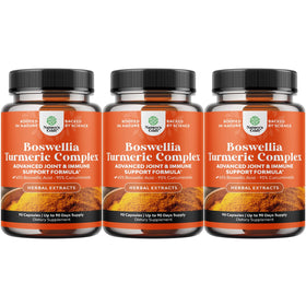 Bouteille de capsules de Boswellia avec Curcuma Natures Craft vue de face
