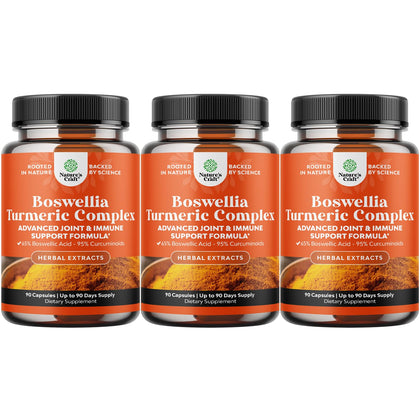 Bouteille de capsules de Boswellia avec Curcuma Natures Craft vue de face