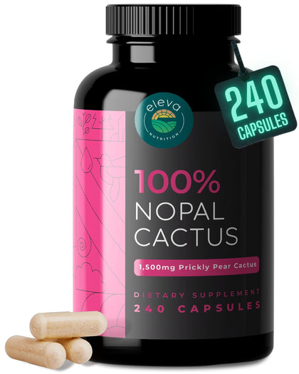 Bouteille de capsules de cactus nopal Eleva Nutrition, 240 unités