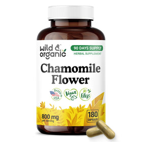 Bouteille de capsules de camomille Wild & Organic 800 mg vue de face