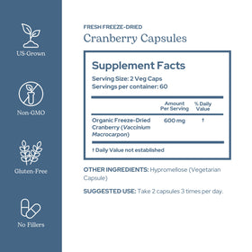 Bouteille de capsules de canneberge bio de 120 unités
