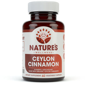Bouteille de capsules de cannelle Ceylan bio Natures Wellness vue de face