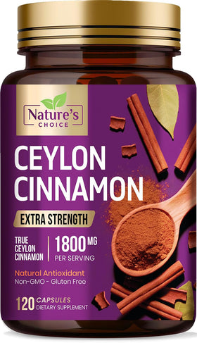 Bouteille de capsules de cannelle Ceylan Nature's Choice vue de face