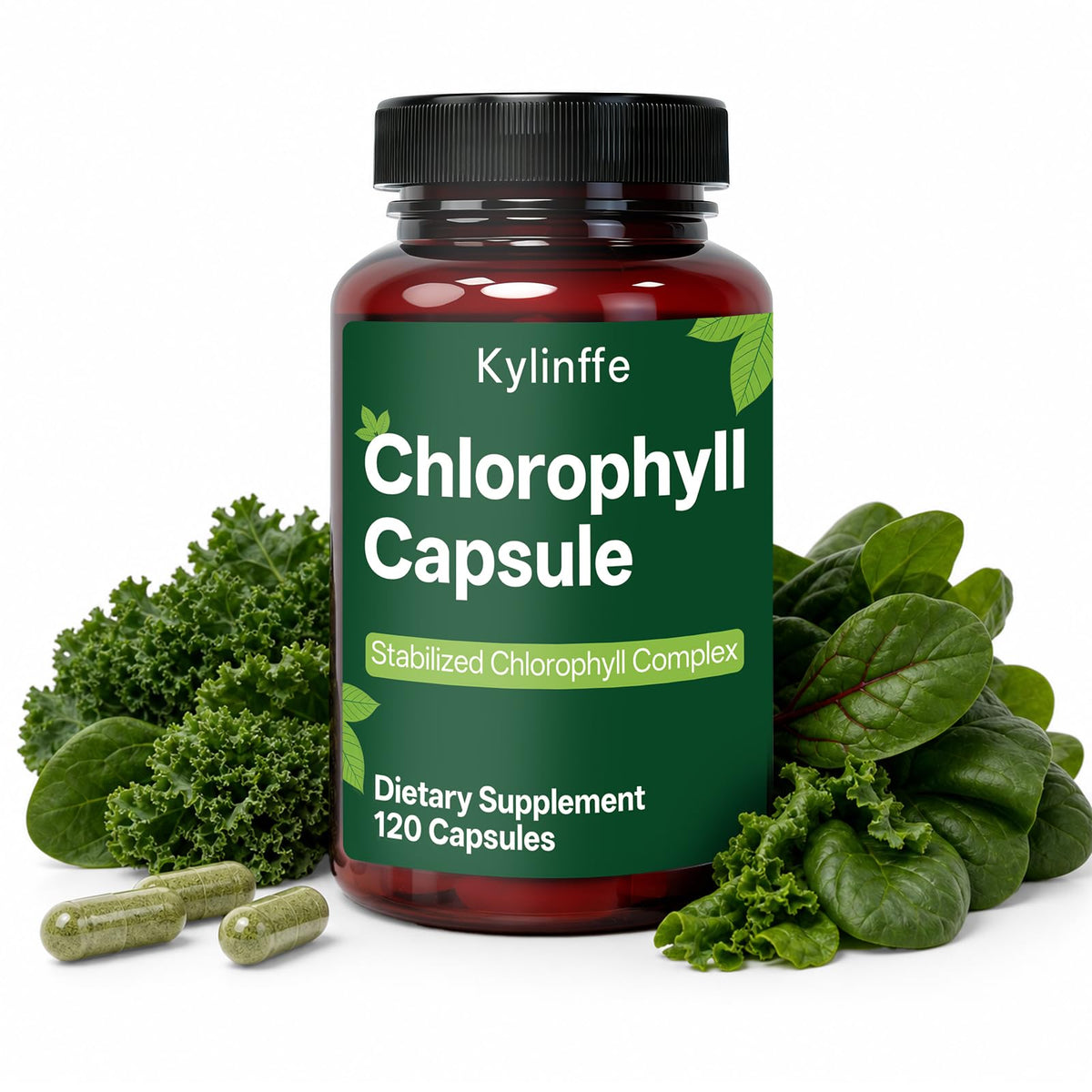 Bouteille de capsules de chlorophylle Oopeatol 120 vegan
