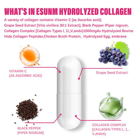 Bouteille de capsules de collagène ESUNM avec étiquette détaillée