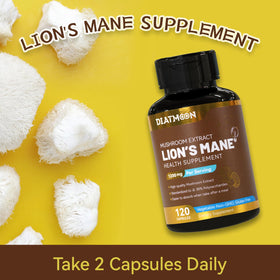 Bouteille de Capsules de Crinière de Lion DIATMOON sur une table