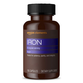 Bouteille de capsules de fer 18mg Elements, vue de face