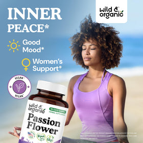 Bouteille de capsules de fleur de passion Wild & Organic 90 comprimés