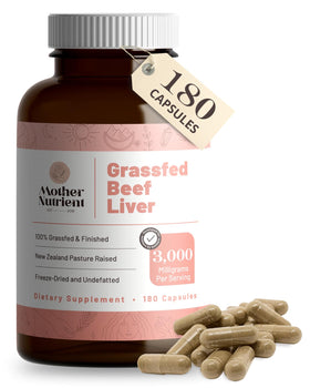 Bouteille de capsules de foie de boeuf élevé à l'herbe Mother Nutrient